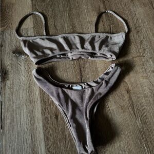 With Jean Brown/Bronze Two Piece Bikni Swim Set Size XXS